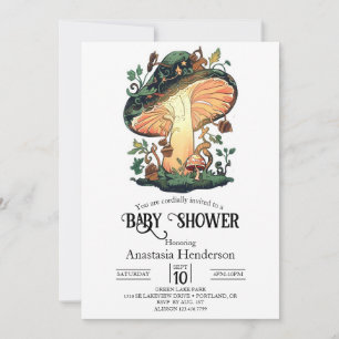 Dreamy Pretty Mushroom Baby Shower Invitation