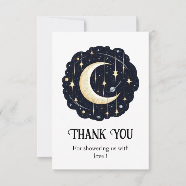 Dreamy Pretty Stars Baby Shower Thank You Card (Front)
