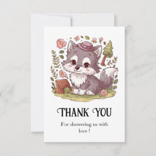 Dreamy Pretty Wolf Baby Shower Thank You Card