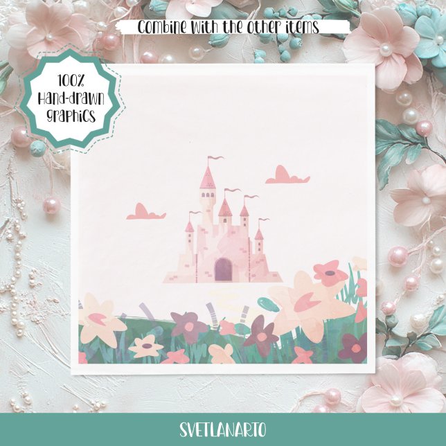 Dreamy Princess Castle Paper Napkin (Frontal view)