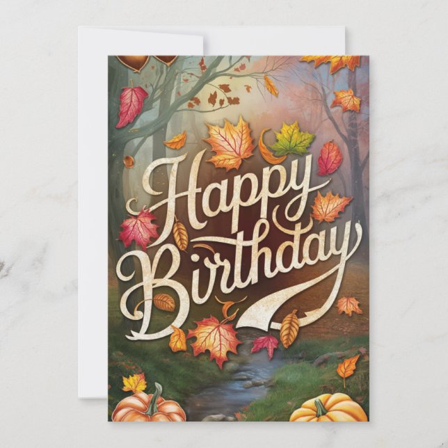 Dreamy Pumpkin Autumn Fall Happy Birthday Card (Front)