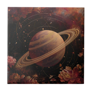 Dreamy Purple Cosmos Crystal Planet Tile