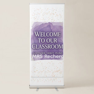 Dreamy Purple Lavender Watercolor Abstract Classro Retractable Banner