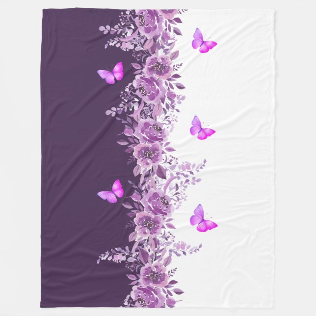 Dreamy Purple Petal Butterfly Snuggle Blanket (Front)