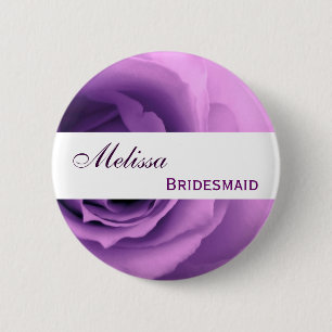 Dreamy Purple Rose Custom Name Bridesmaid 6 Cm Round Badge