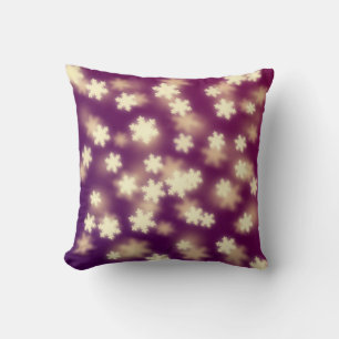Dreamy Purple Snowflake Bokeh Lights Cushion