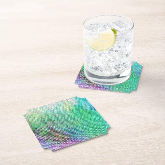 Dreamy Rainbow Gradient Abstract Design 1270 Paper Coaster (Insitu)