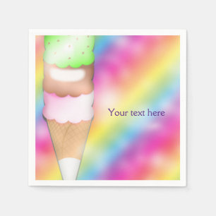 Dreamy Rainbow Ice Cream Birthday Party Napkins