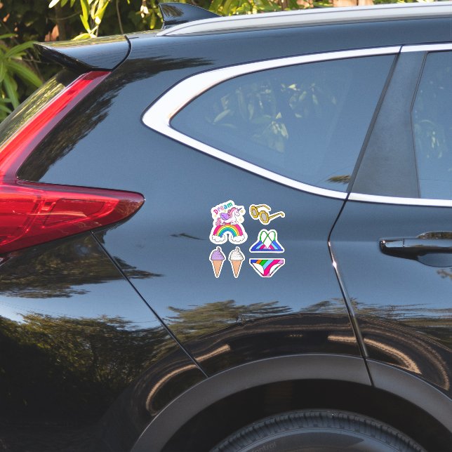 Dreamy Rainbow Unicorn & Summer Fun Sticker Sheet (Car Back)