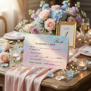Dreamy Rainbow Unicorn watercolor Rsvp  Card