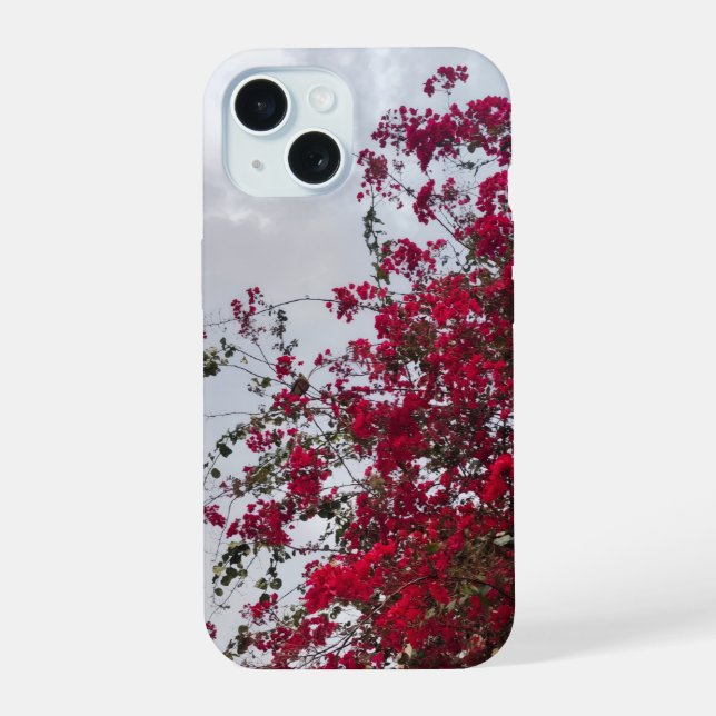  Dreamy Red Bougainvillea Floral Photography iPhon iPhone 15 Case (Back)