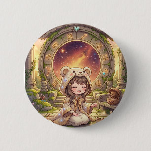 Dreamy Reverie Zodiac Galaxy Chibi Girl Accessory 6 Cm Round Badge