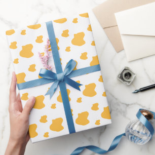 Dreamy Romance, Elegant Warm Yellow Abstract Art Wrapping Paper