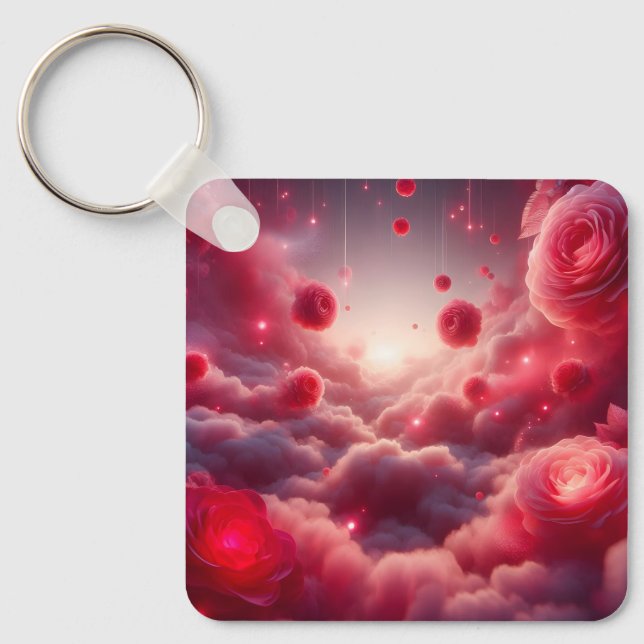 Dreamy Romantic Fantasy Roses Love Key Ring (Front)