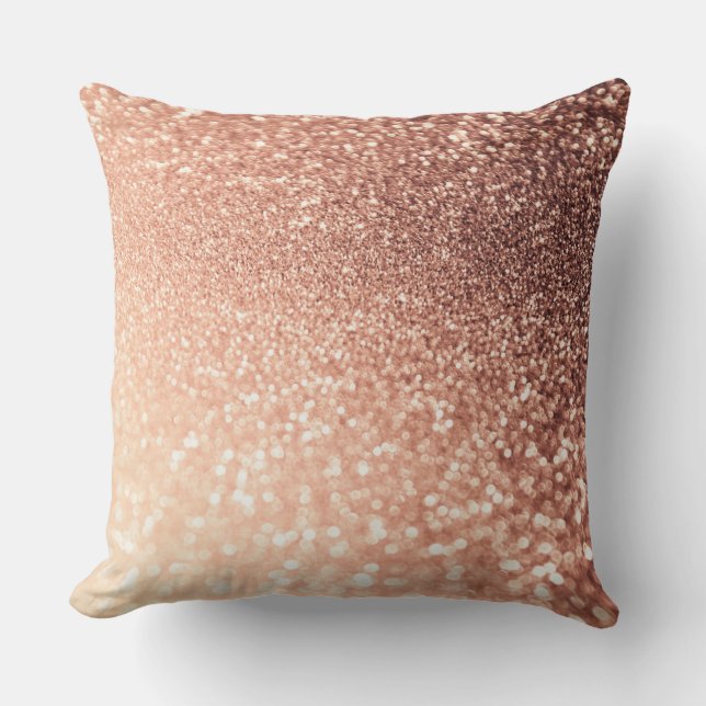Dreamy Rose Gold Glitter - Peach Glittereffect Cushion (Front)
