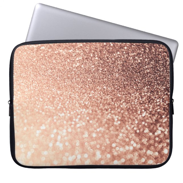Dreamy Rose Gold Glitter - Peach Glittereffect Laptop Sleeve (Front)