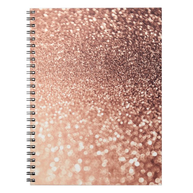 Dreamy Rose Gold Glitter - Peach Glittereffect Notebook (Front)