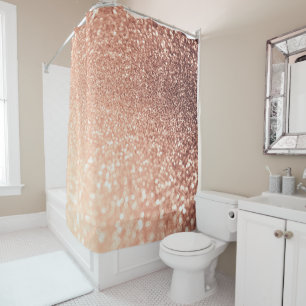Dreamy Rose Gold Glitter - Peach Glittereffect Shower Curtain