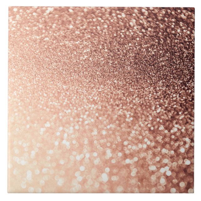 Dreamy Rose Gold Glitter - Peach Glittereffect Tile (Front)