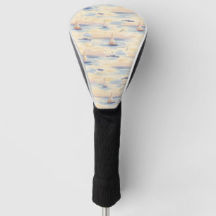 Dreamy Sailboats Ocean Watercolor Pattern (4) Golf Head Cover