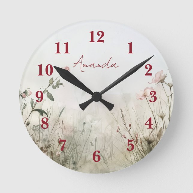 Dreamy Scene of Spring  Flowers Round Clock (Front)