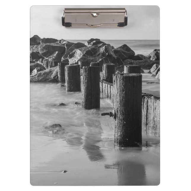 Dreamy Seawall Grayscale Clipboard (Front)