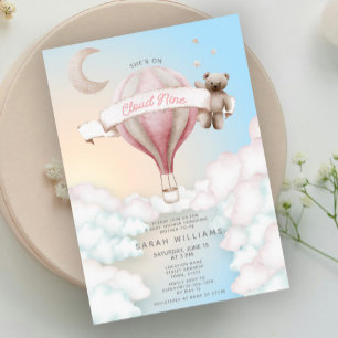 Dreamy She's On Cloud Nine Pastel Baby Shower Invitation