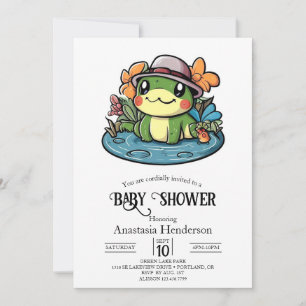 Dreamy Simple Frog Baby Shower Invitation