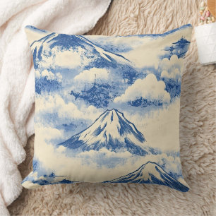 Dreamy Sky Blue Snow Mountain Scenic Pattern Cushion