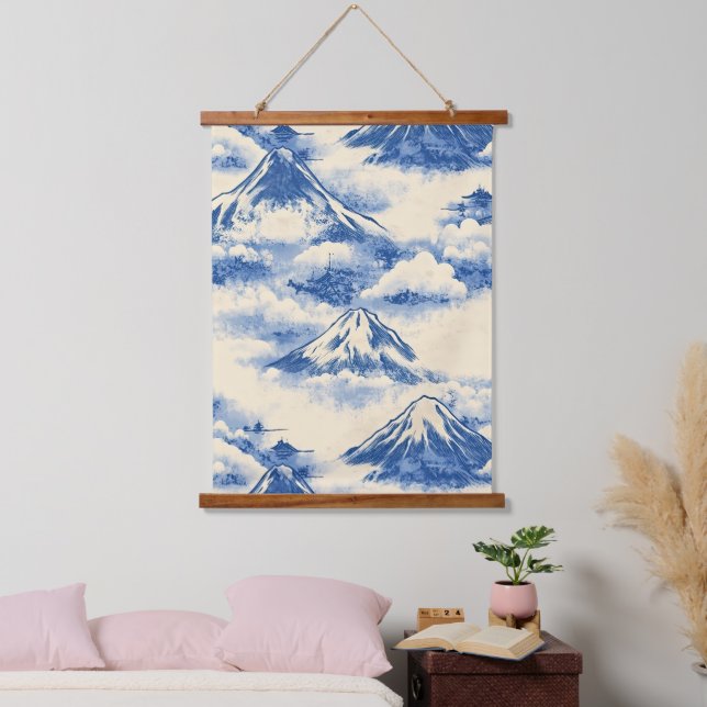 Dreamy Sky Blue Snow Mountain Scenic Pattern Hanging Tapestry (Bedroom)