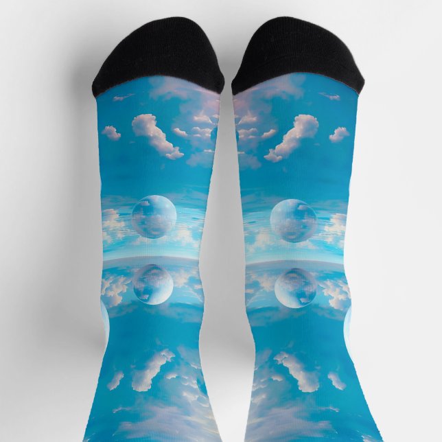 Dreamy Sky Surreal Nature Landscape Socks (Top)