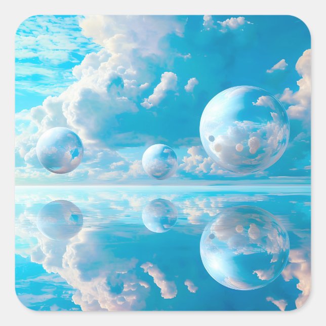Dreamy Sky Surreal Nature Landscape Square Sticker (Front)