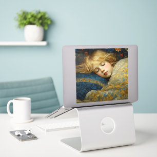 Dreamy Sleeping Child in Floral Quilt