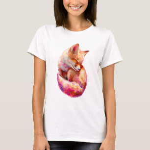 Dreamy Sleeping Watercolor Pastel Fox Women T-Shirt