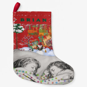 Dreamy Sleepy Children Toys Vintage Small Christmas Stocking