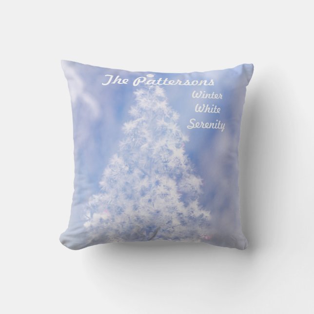 Dreamy Snow White Christmas Pine Trees Valley  Cushion (Front)