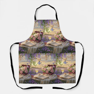 Dreamy, soft-focus scene of a lavish, Floral Apron
