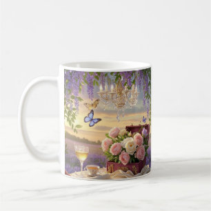 Dreamy, soft-focus scene of a lavish, Floral Coffee Mug