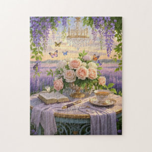 Dreamy, soft-focus scene of a lavish, Floral  Jigsaw Puzzle