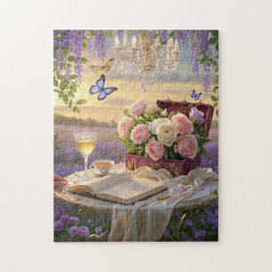 Dreamy, soft-focus scene of a lavish, Floral Jigsaw Puzzle