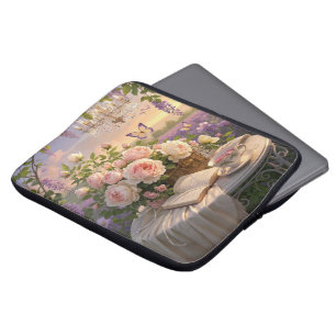 Dreamy, soft-focus scene of a lavish, Floral Laptop Sleeve