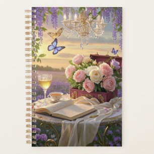 Dreamy, soft-focus scene of a lavish, Floral Planner