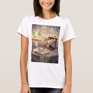 Dreamy, soft-focus scene of a lavish, Floral T-Shirt