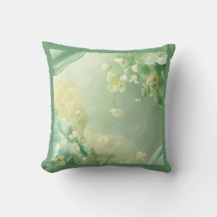 dreamy Soft Sage and Mint Green Floral  Cushion