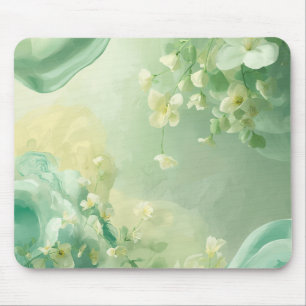 dreamy Soft Sage and Mint Green Floral Mouse Mat