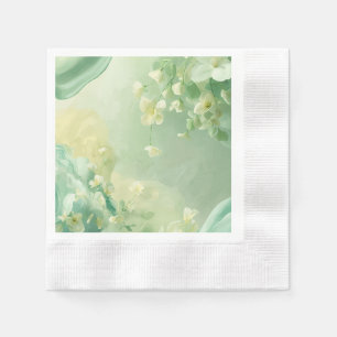 dreamy Soft Sage and Mint Green Floral Napkin