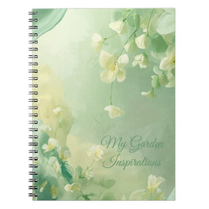dreamy Soft Sage and Mint Green Floral Notebook