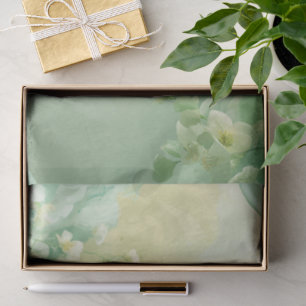 dreamy Soft Sage and Mint Green Floral  Tissue Paper