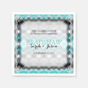 Dreamy Sparkle Aqua Blue Wedding Paper Napkins