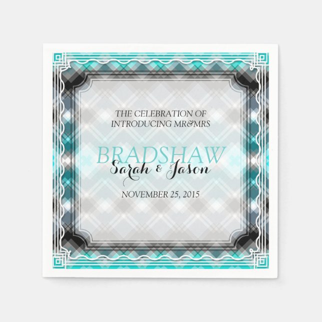 Dreamy Sparkle Aqua Blue Wedding Paper Napkins (Front)